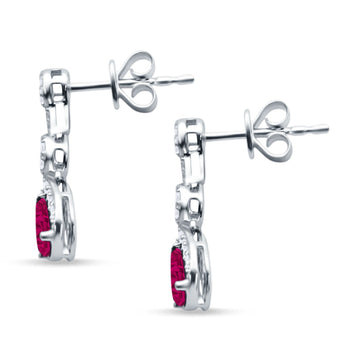 Drop Dangle Pear Stud Earrings Ruby CZ 925 Sterling Silver wholesale